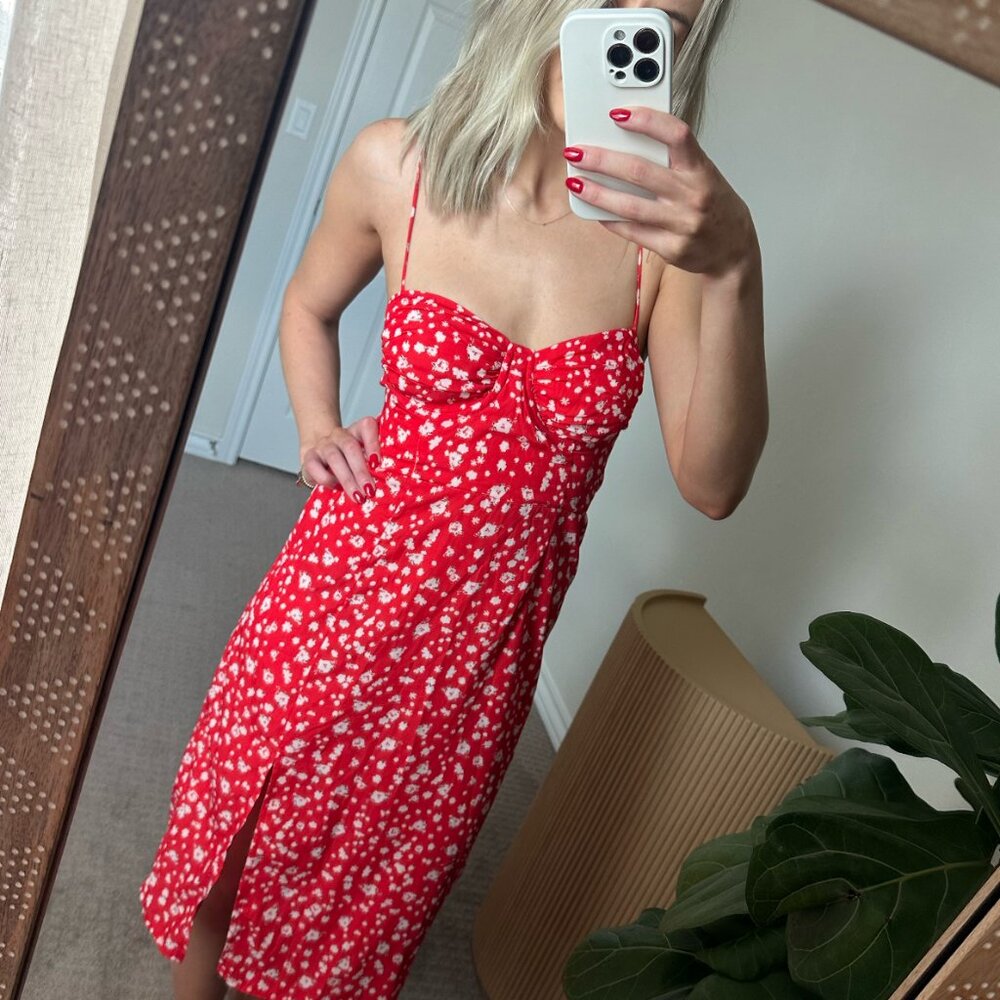 Fortunate One Waiting For Spring Red Midi Dress